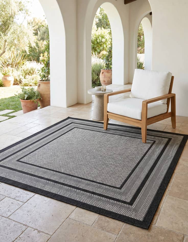 Detail image of 5' 3 x 5' 3 Easy-Clean Border Indoor / Outdoor Square Rug