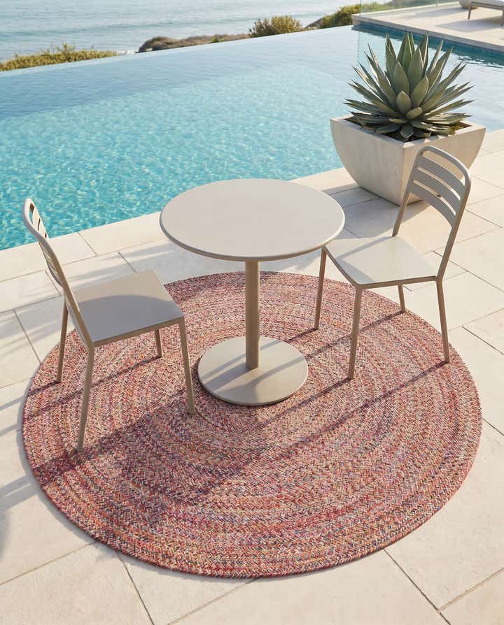 5' 3 x 5' 3 Easy-Clean Eco Verse Washable Indoor / Outdoor Round Rug