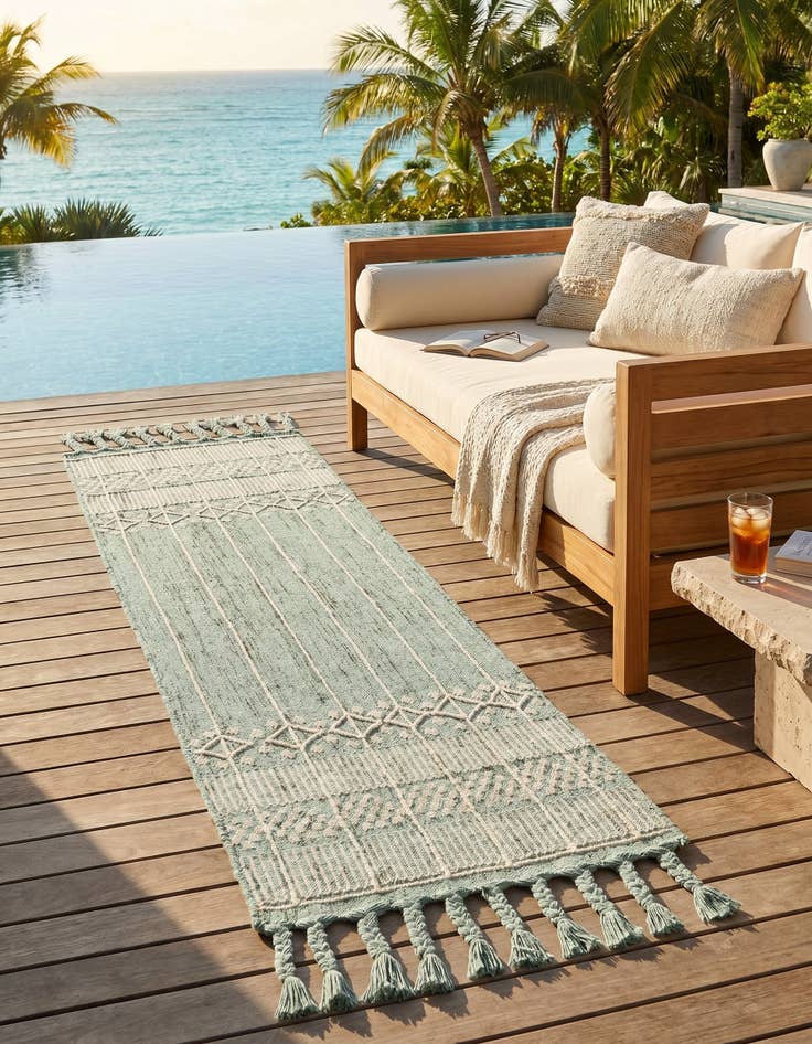 Detail image of 2' 2 x 6' 7 Easy-Clean Eco Bohemian Indoor / Outdoor Runner Rug