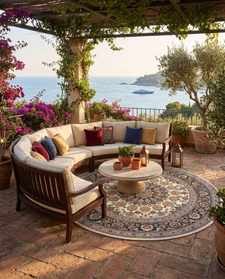 6' 1 x 6' 1 Easy-Clean Traditional Indoor / Outdoor Round Rug