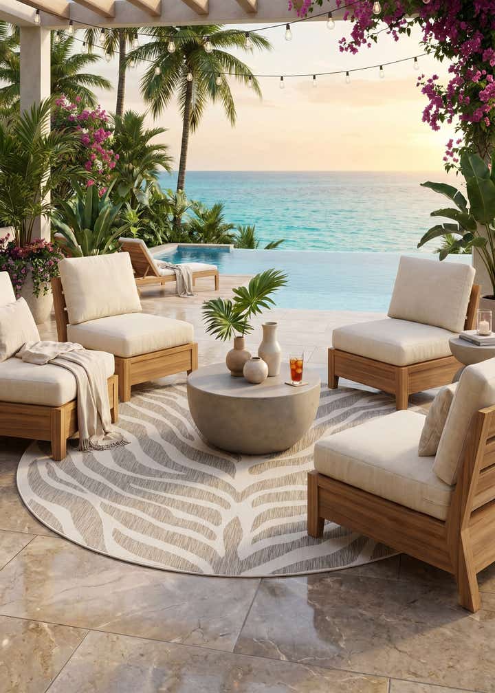 10' x 10' Easy-Clean Safari Indoor / Outdoor Round Rug