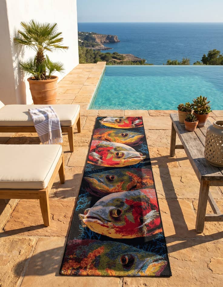 Detail image of 2' x 8' Easy-Clean Coastal Indoor / Outdoor Runner Rug