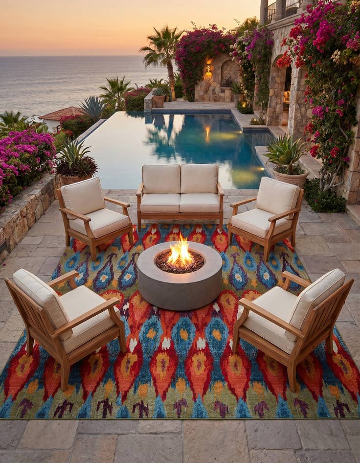 Detail image of 7' 10 x 7' 10 Easy-Clean Modern Indoor / Outdoor Square Rug