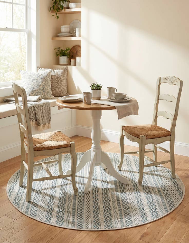 Detail image of 4' x 4' Easy-Clean Ribbon Indoor / Outdoor Round Rug