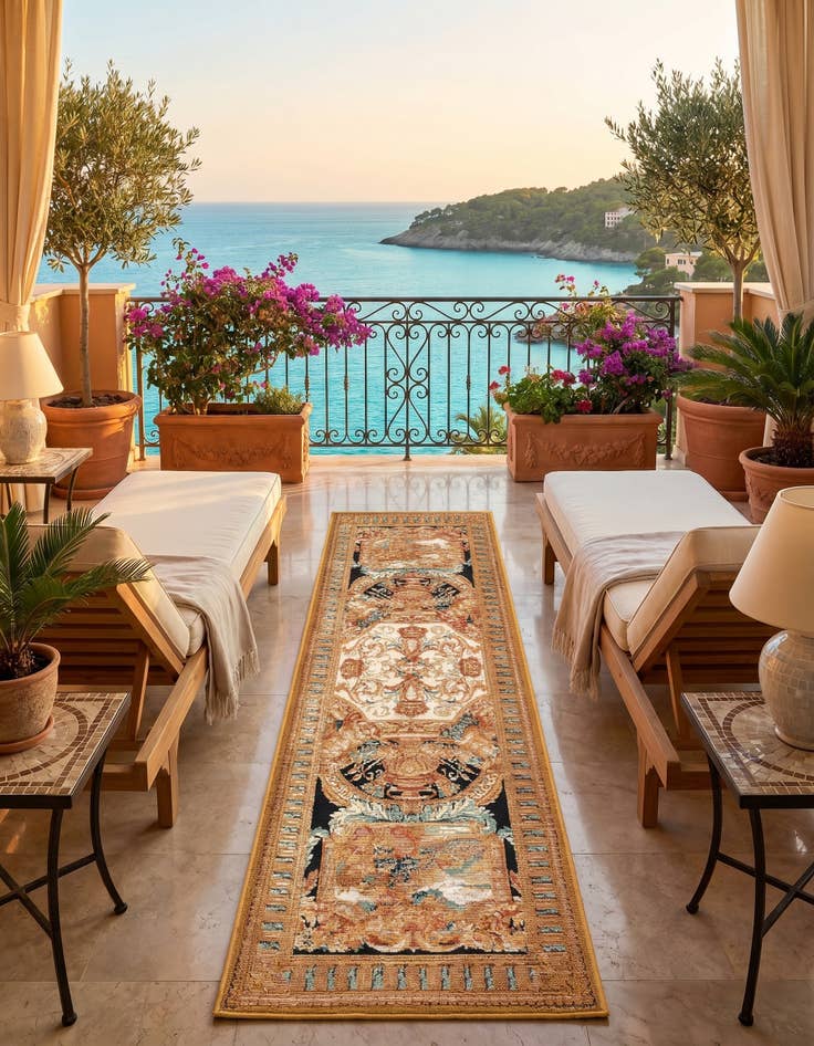 Detail image of 2' x 6' Easy-Clean Traditional Indoor / Outdoor Runner Rug