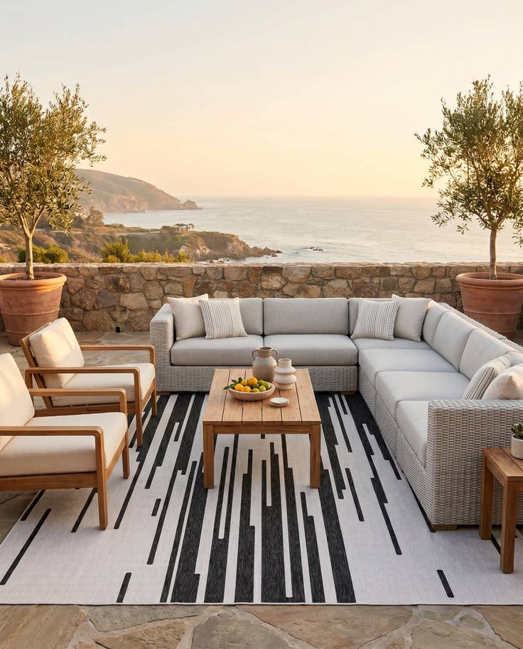 Detail image of 13' x 13' Easy-Clean Modern Indoor / Outdoor Square Rug