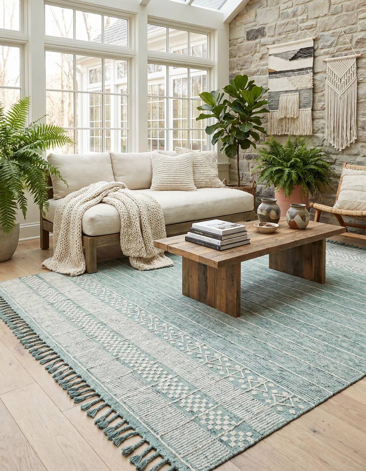 Detail image of 9' x 12' Easy-Clean Eco Bohemian Indoor / Outdoor Rug