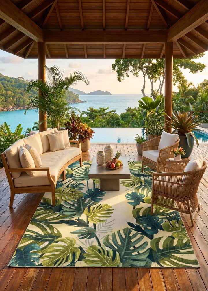 10' x 14' 2 Easy-Clean Botanical Indoor / Outdoor Rug