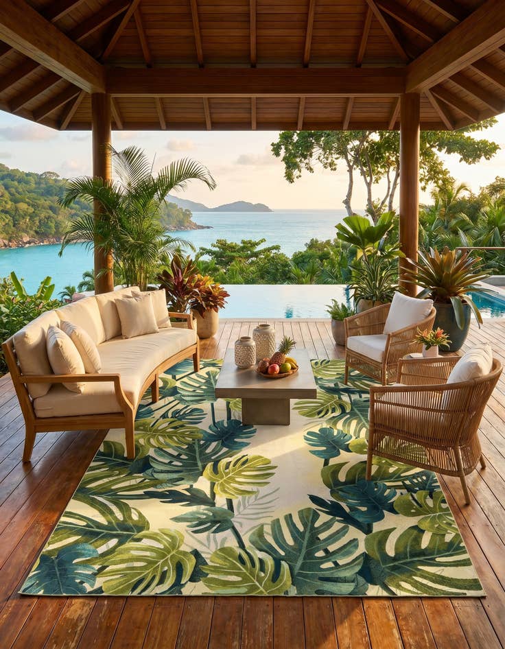 Detail image of 10' x 14' 2 Easy-Clean Botanical Indoor / Outdoor Rug