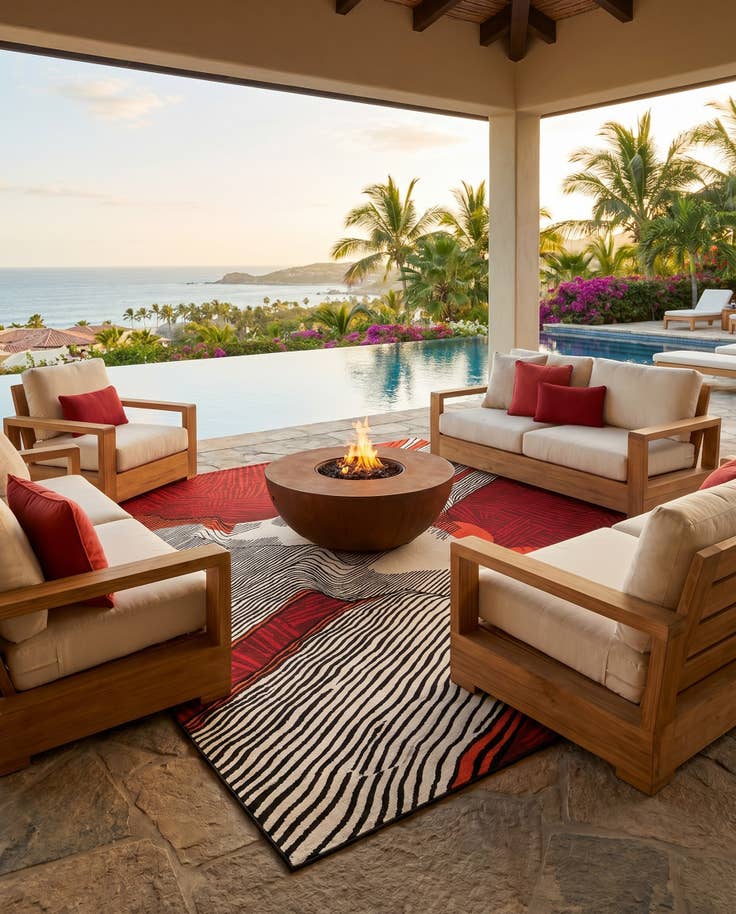 Detail image of 8' x 10' Easy-Clean Modern Indoor / Outdoor Rug