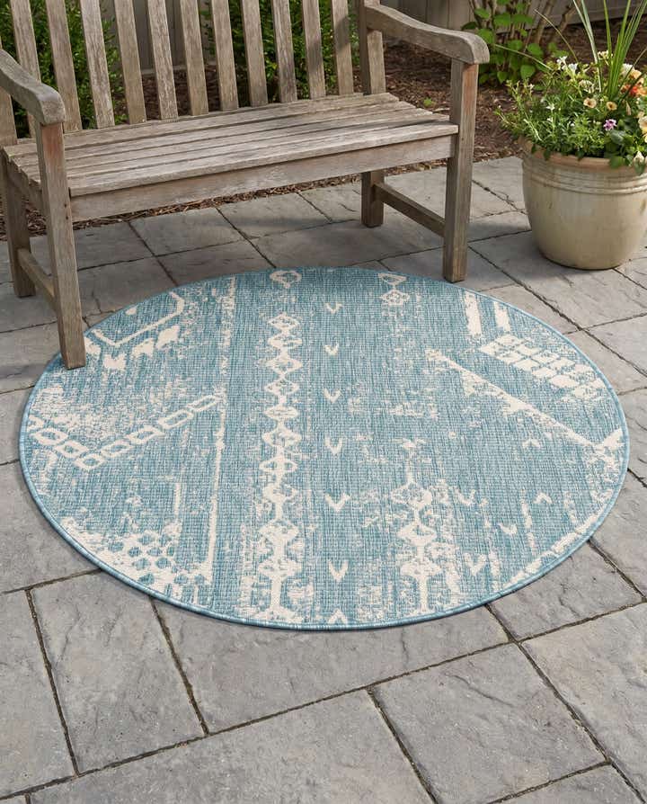 4' x 4' Easy-Clean Bohemian Indoor / Outdoor Round Rug
