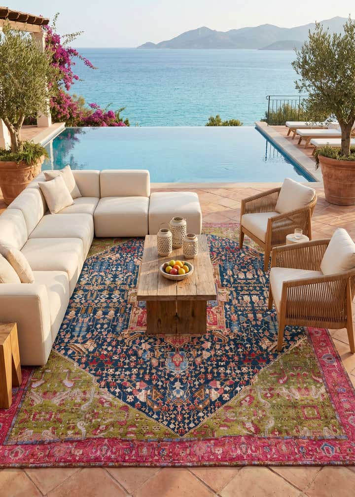 10' x 14' Easy-Clean Traditional Indoor / Outdoor Rug