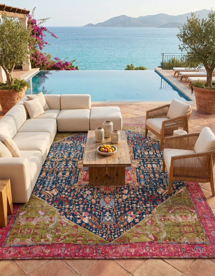 Detail image of 10' x 14' Easy-Clean Traditional Indoor / Outdoor Rug