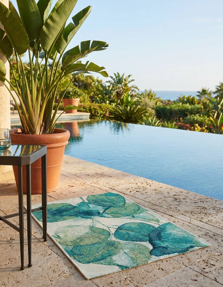 Detail image of 2' x 3' Easy-Clean Botanical Indoor / Outdoor Rug