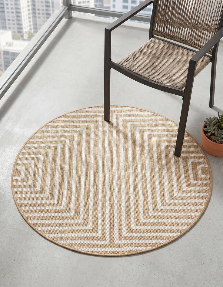 Detail image of 3' x 3' Easy-Clean Modern Indoor / Outdoor Round Rug