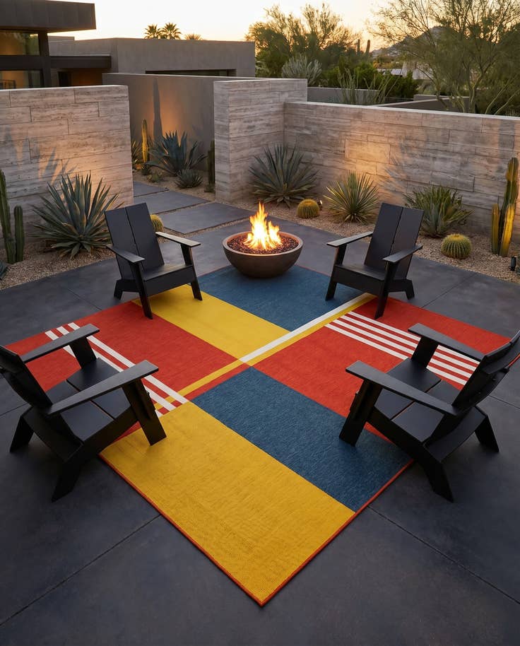 Detail image of 7' 10 x 7' 10 Easy-Clean Modern Indoor / Outdoor Square Rug