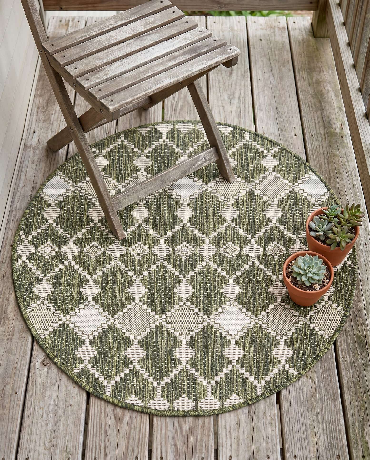3' x 3' Easy-Clean Lattice Indoor / Outdoor Round Rug