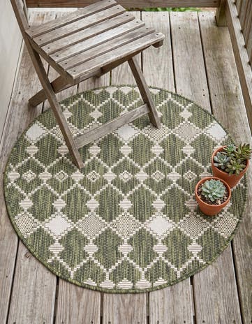 3' x 3' Easy-Clean Lattice Indoor / Outdoor Round Rug