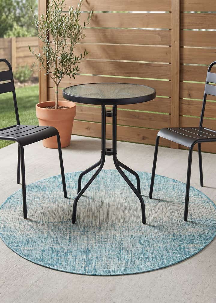 4' x 4' Easy-Clean Modern Indoor / Outdoor Round Rug