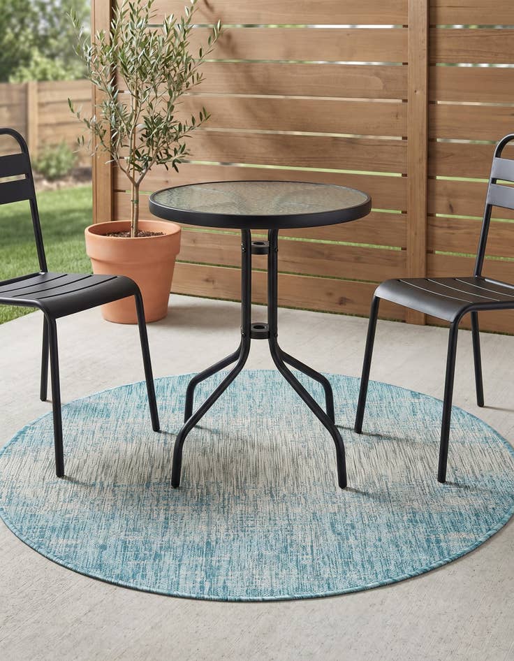 Detail image of 4' x 4' Easy-Clean Modern Indoor / Outdoor Round Rug