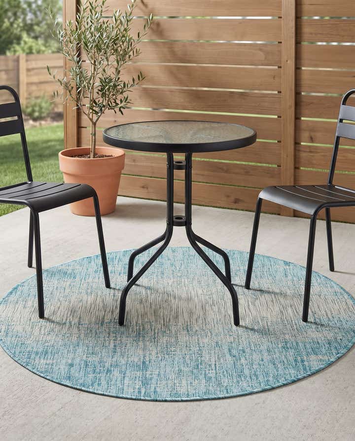 4' x 4' Easy-Clean Modern Indoor / Outdoor Round Rug