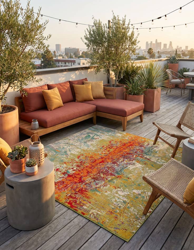 Detail image of 6' x 6' Easy-Clean Modern Indoor / Outdoor Square Rug