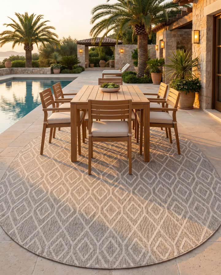 7' 10 x 10' Easy-Clean Jill Zarin Turks and Caicos Indoor / Outdoor Oval Rug