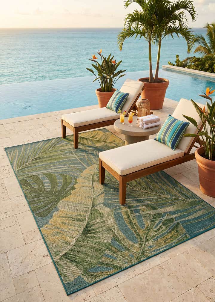 6' x 9' Easy-Clean Botanical Indoor / Outdoor Rug