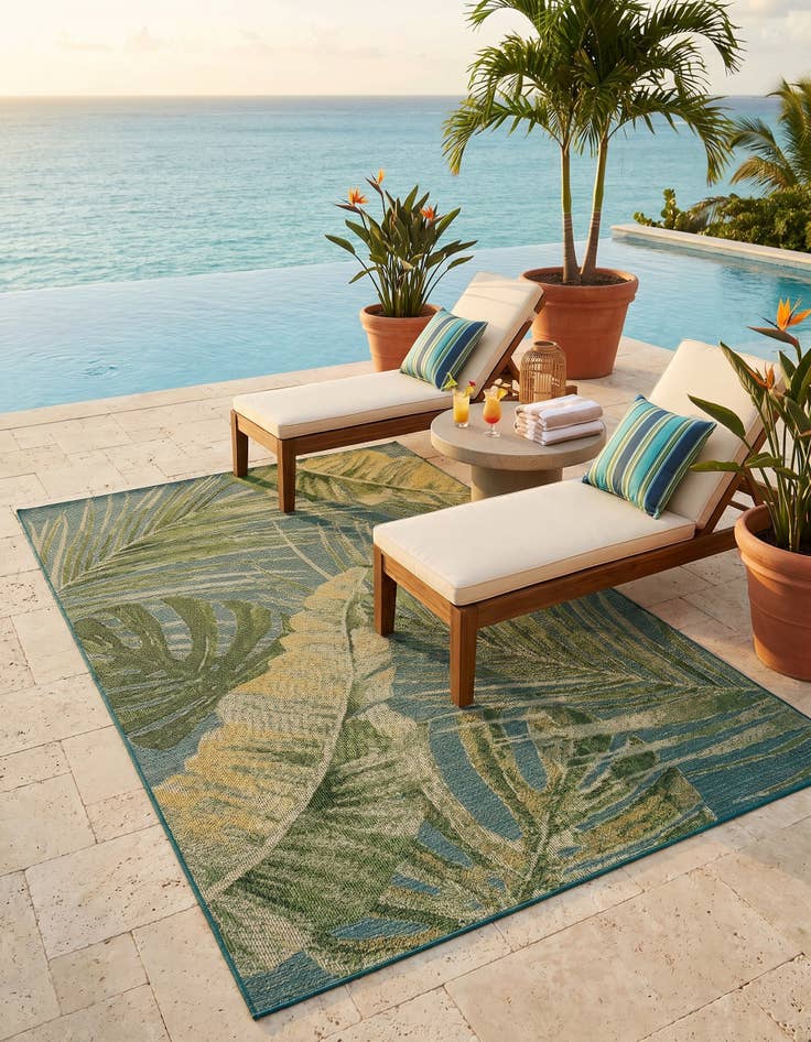 Detail image of 6' x 9' Easy-Clean Botanical Indoor / Outdoor Rug