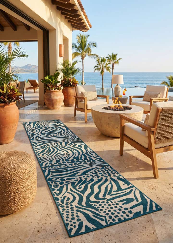 2' 7 x 12' Easy-Clean Safari Indoor / Outdoor Runner Rug