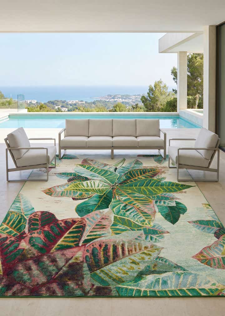 7' 10 x 10' Easy-Clean Botanical Indoor / Outdoor Rug