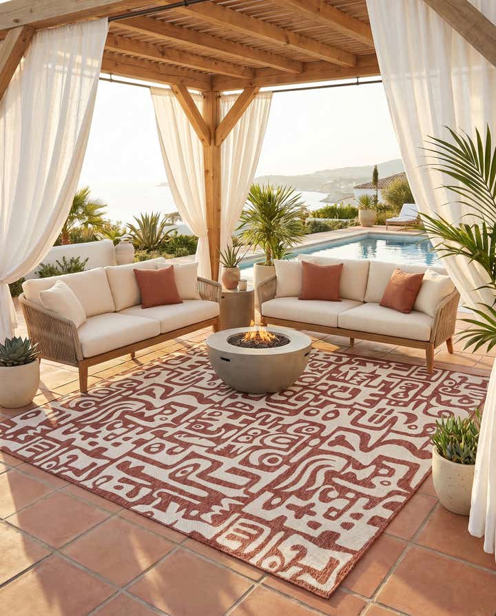 10' x 10' Easy-Clean Modern Indoor / Outdoor Square Rug