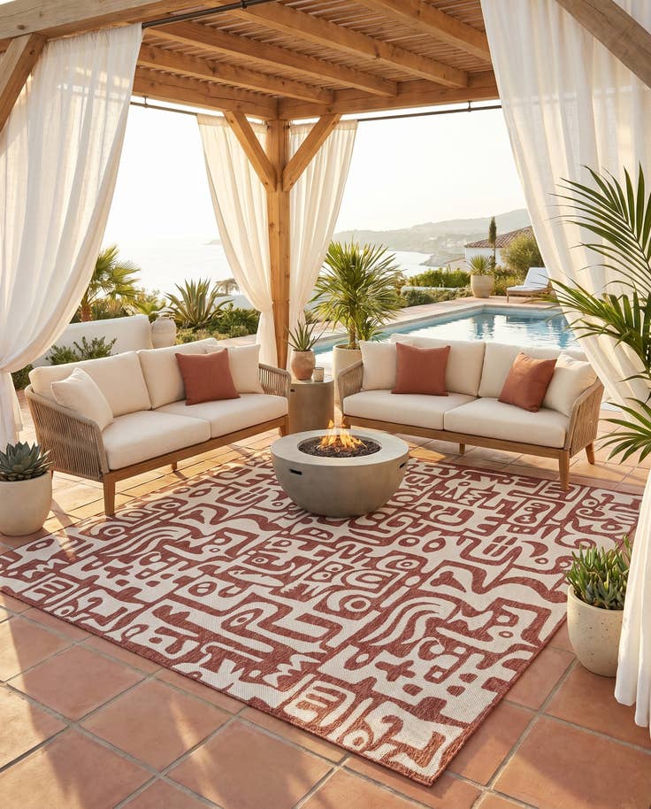 Detail image of 10' x 10' Easy-Clean Modern Indoor / Outdoor Square Rug