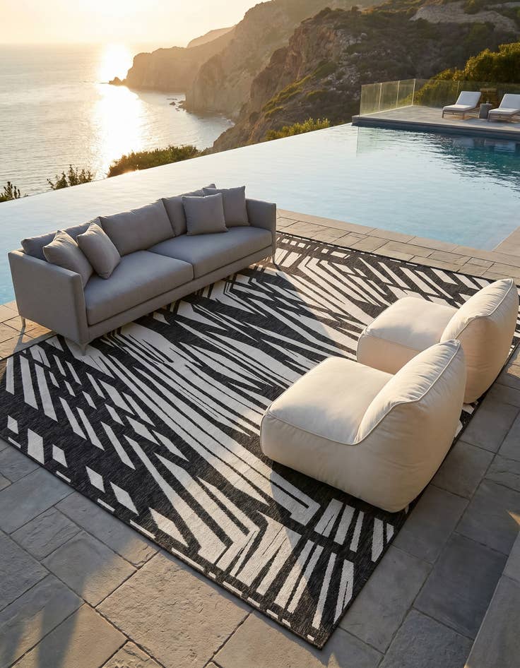 Detail image of 9' x 12' Easy-Clean Modern Indoor / Outdoor Rug