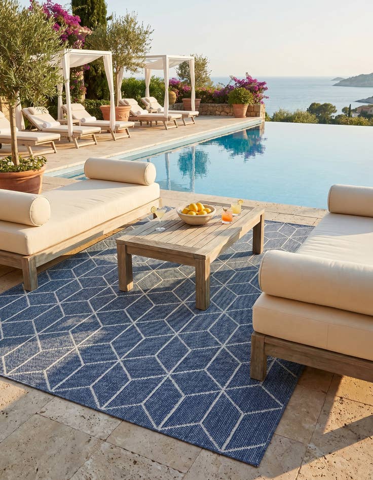 Detail image of 6' 1 x 9' Easy-Clean Lattice Indoor / Outdoor Rug