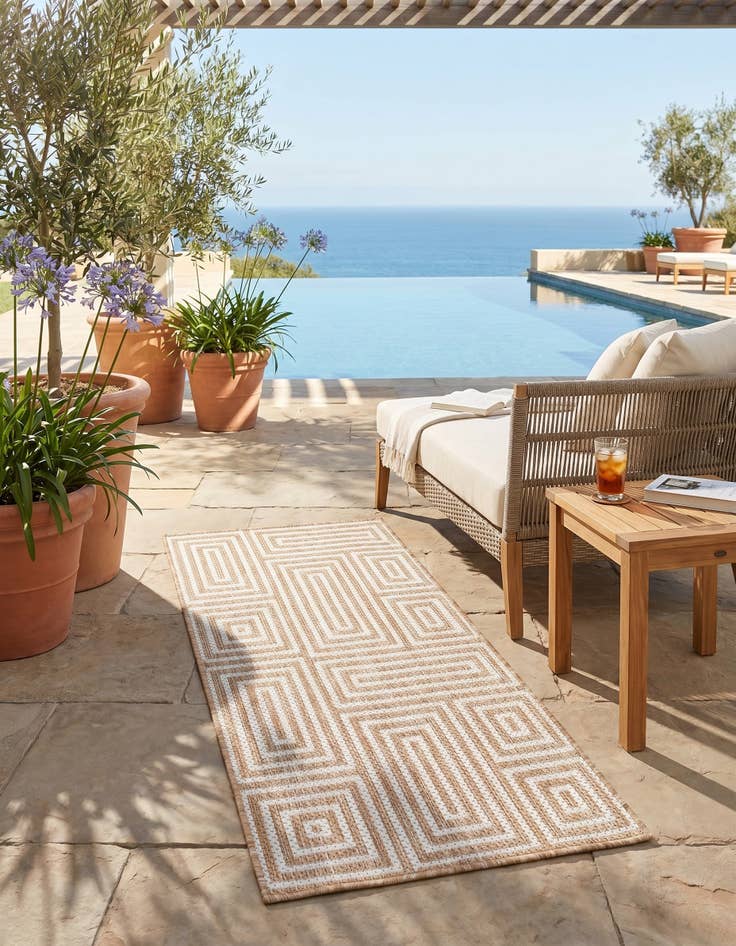 Detail image of 2' x 4' Easy-Clean Modern Indoor / Outdoor Runner Rug