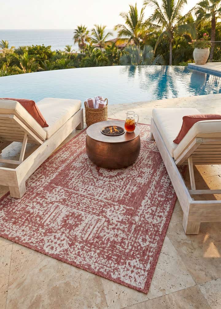 5' 3 x 8' Easy-Clean Traditional Indoor / Outdoor Rug