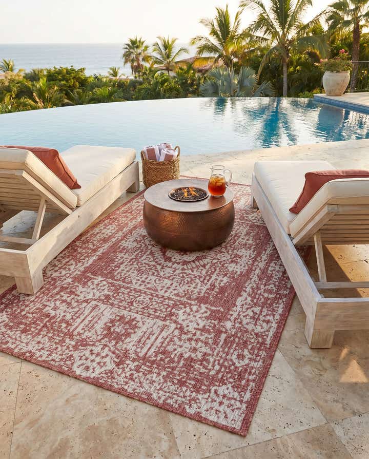5' 3 x 8' Easy-Clean Traditional Indoor / Outdoor Rug