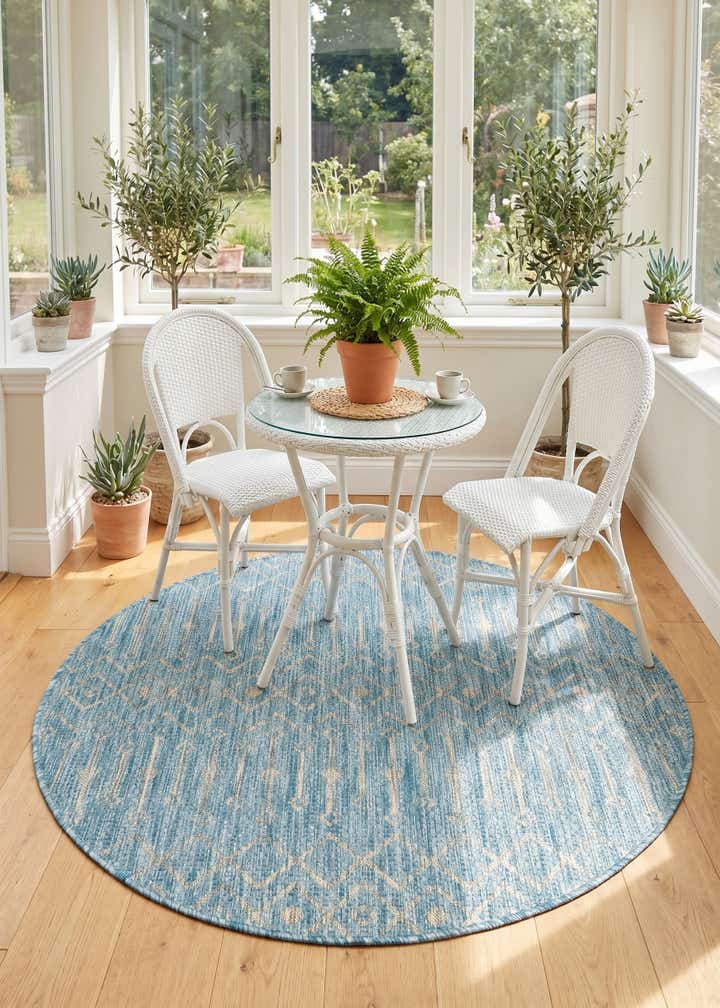 4' x 4' Easy-Clean Trellis Indoor / Outdoor Round Rug