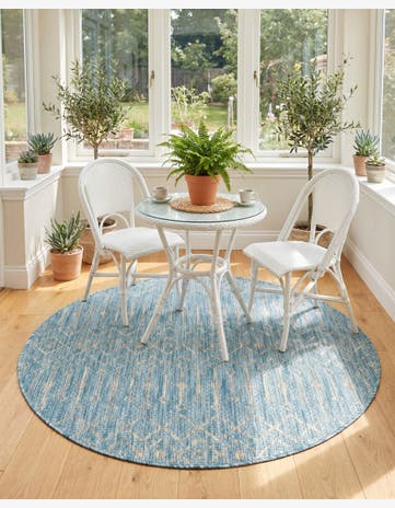 4' x 4' Easy-Clean Lattice Indoor / Outdoor Round Rug