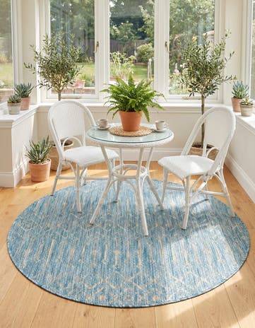 Aqua Easy-Clean Lattice Indoor / Outdoor Round Rug