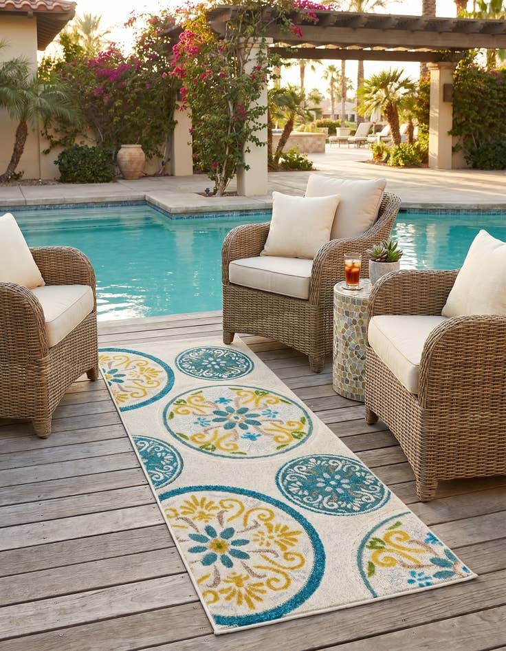 Detail image of 2' x 6' Easy-Clean Modern Indoor / Outdoor Runner Rug