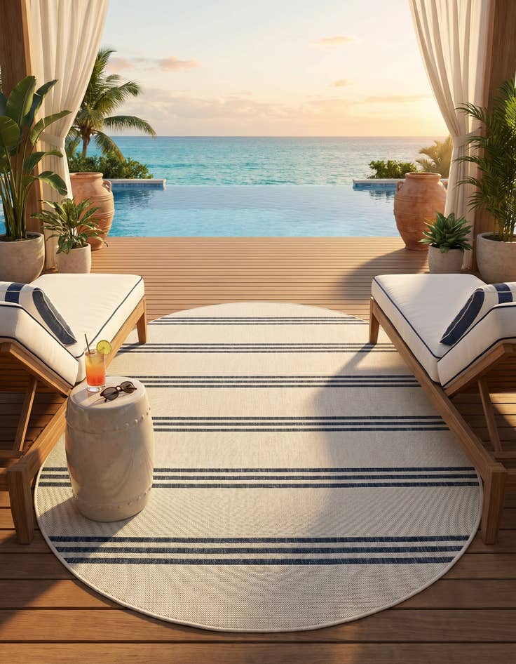 Detail image of 5' 3 x 8' Easy-Clean Jill Zarin Anguilla Indoor / Outdoor Oval Rug