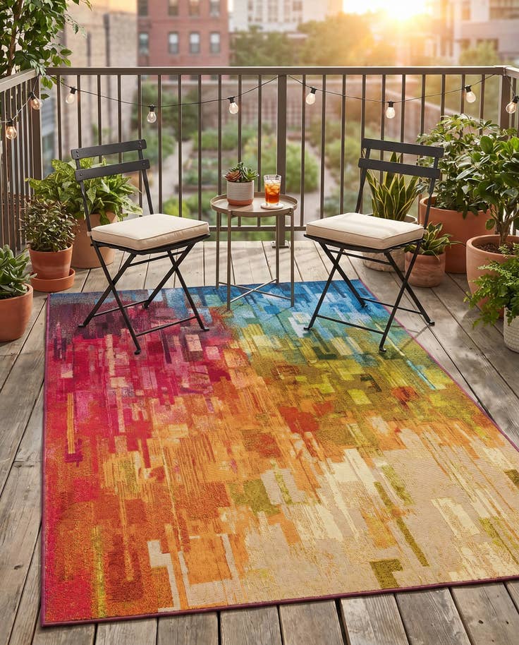 Detail image of 4' x 6' Easy-Clean Modern Indoor / Outdoor Rug