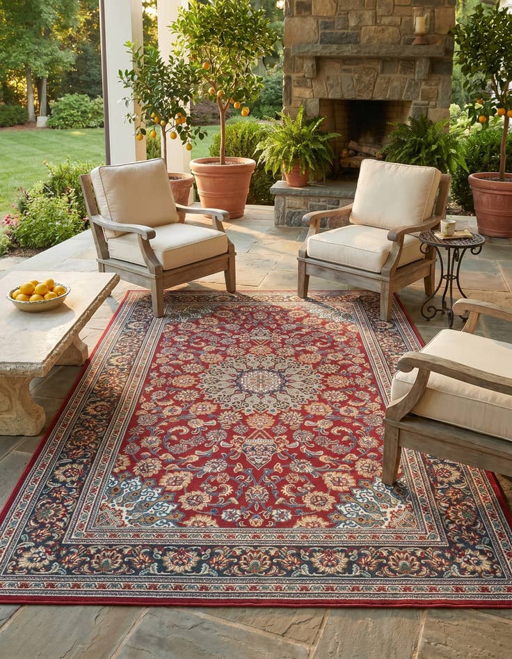Detail image of 5' 3 x 8' Easy-Clean Traditional Indoor / Outdoor Rug