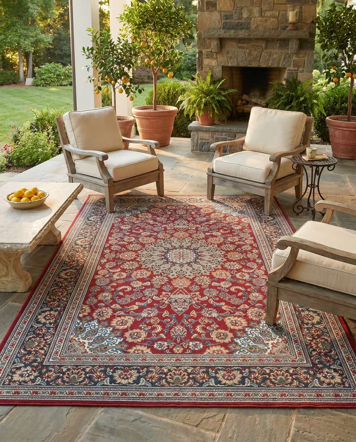 5' 3 x 8' Easy-Clean Traditional Indoor / Outdoor Rug