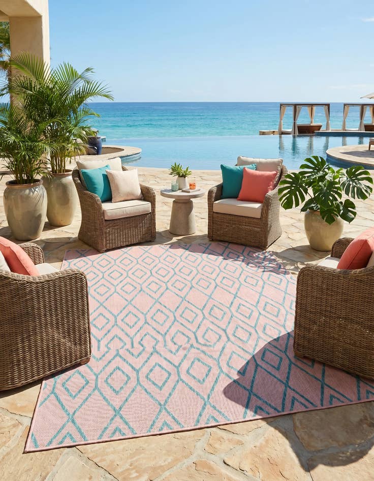 Detail image of 7' 10 x 7' 10 Easy-Clean Jill Zarin Turks and Caicos Indoor / Outdoor Square Rug