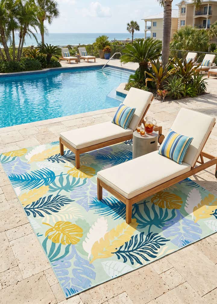 7' 10 x 10' Easy-Clean Botanical Indoor / Outdoor Rug