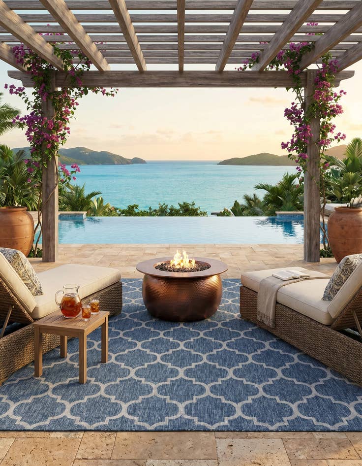 Detail image of 9' x 12' Easy-Clean Trellis Indoor / Outdoor Rug