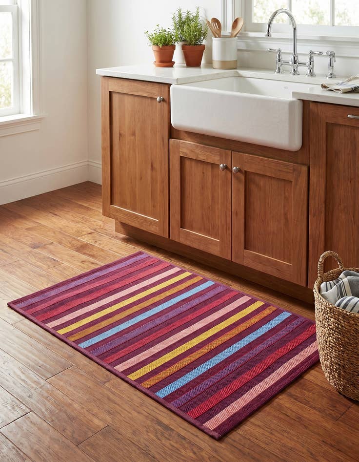 Detail image of 2' x 3' Easy-Clean Striped Indoor / Outdoor Rug